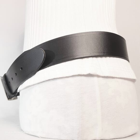 Perfect Fit Black Leather Belt 38 Waist Wide Width - Picture 2 of 12